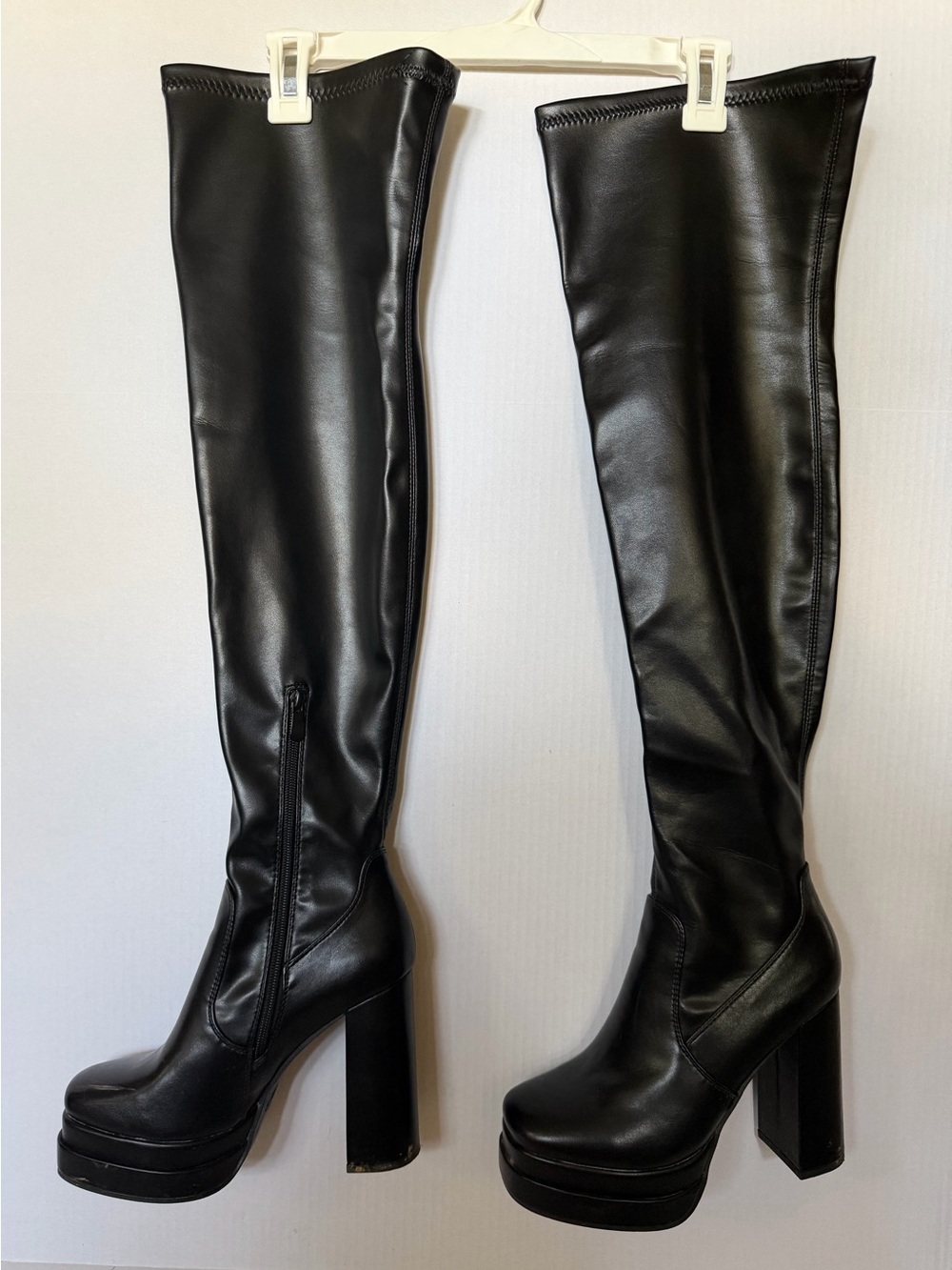 DREAM PAIRS Black Platform Over The Knee Gogo Boots Size 7.5 Chunky Heel Y2K